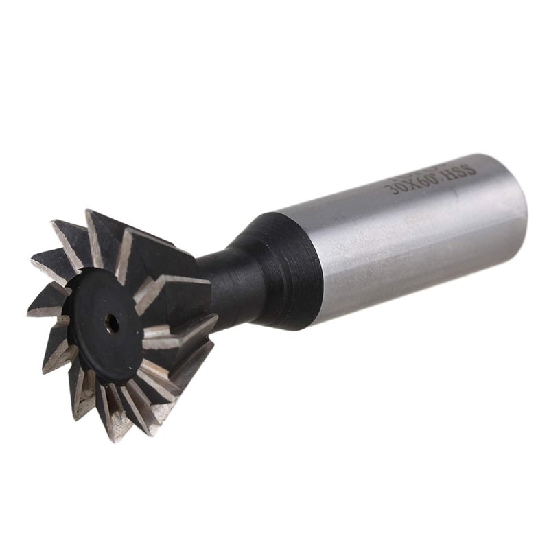 CNBTR 30mm Dia 60-Degree Silver HSS Double-Edged Dovetail Tool Metalworking End Mill 12 Flutes - Image 1